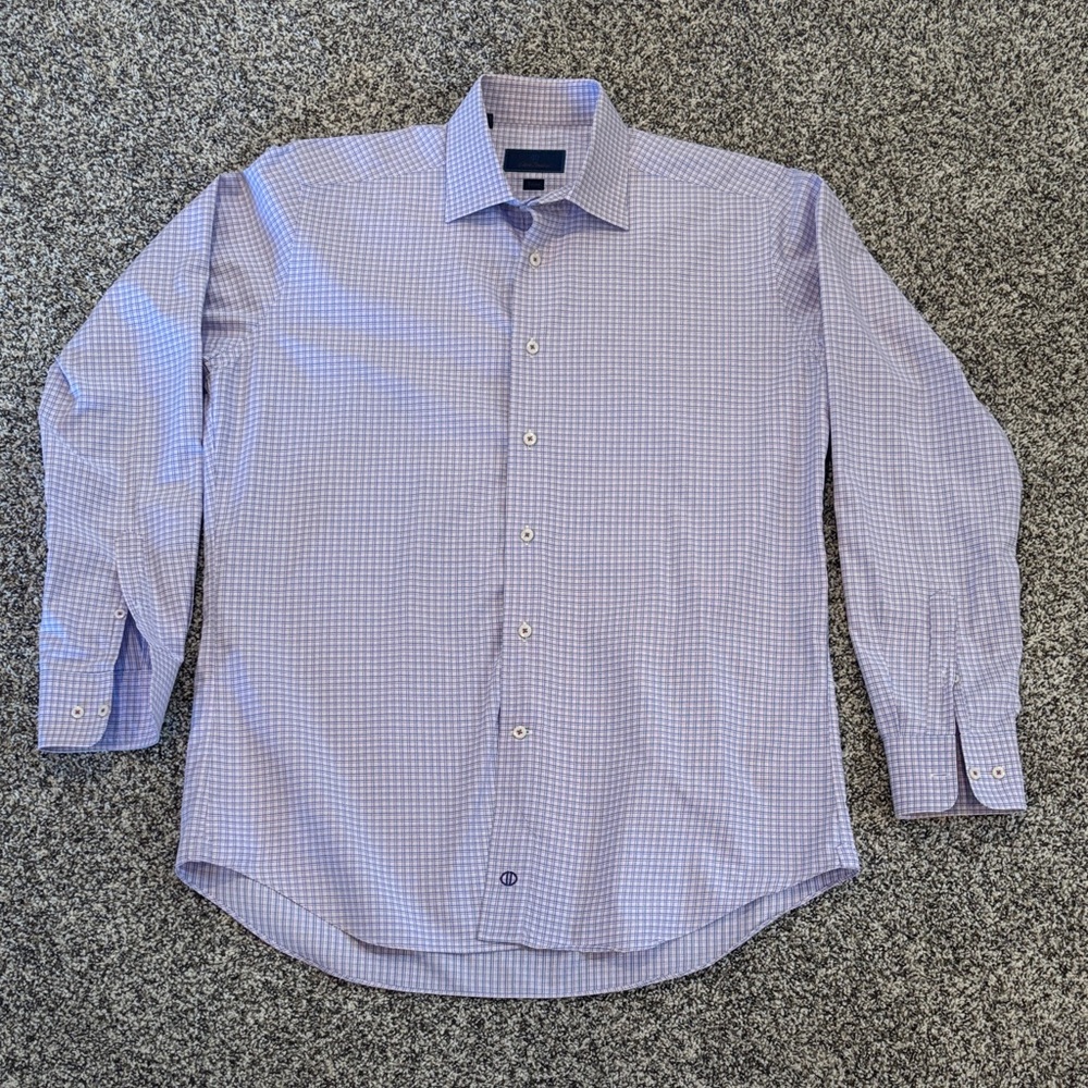 David Donahue Lavender Check Dress Shirt - Picture 2 of 4